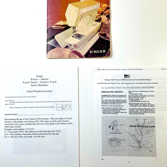 Singer Sewing Machine Futura Owners Manuals - Picture 1 of 6